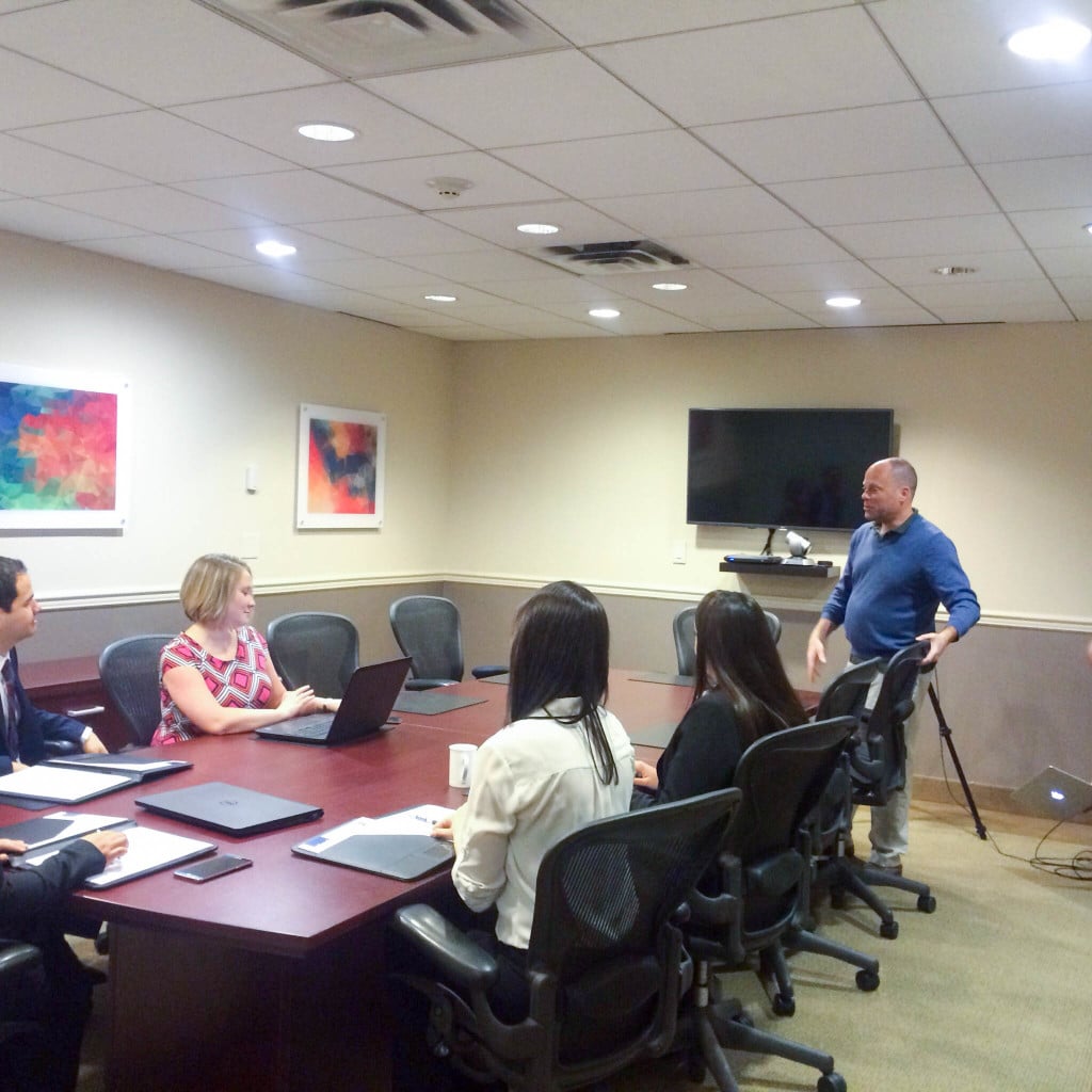 Employees working in a conference room