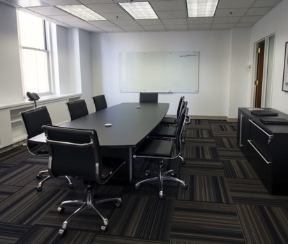 Conference room with table and chairs