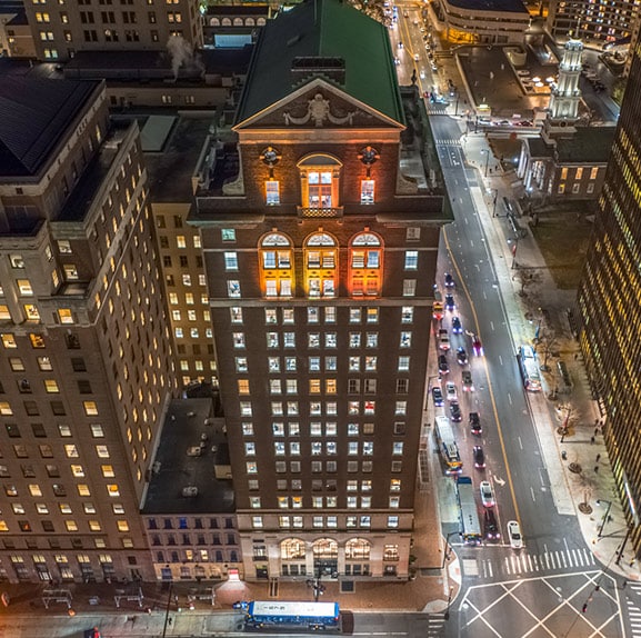 Hartford building at nighttime